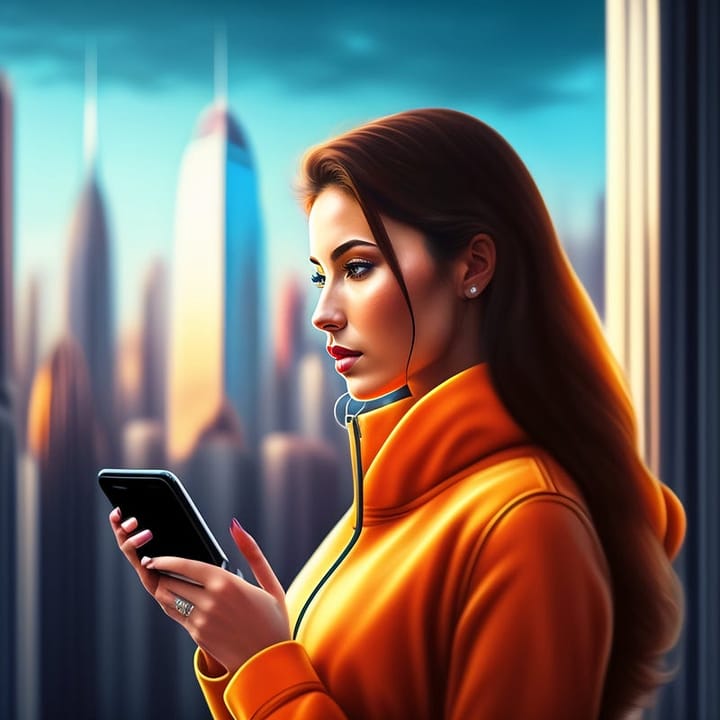Woman on her phone.