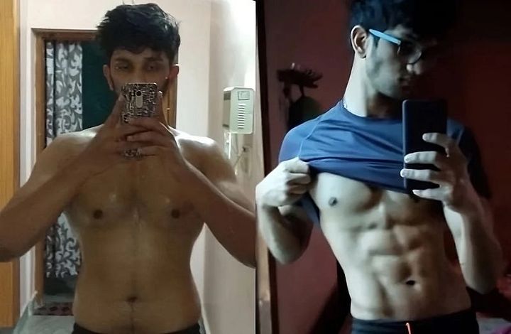Before/after fat-loss photos of the author